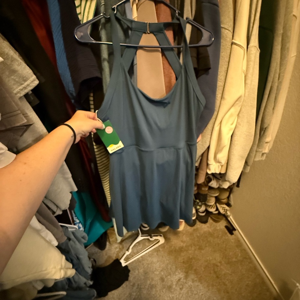 HALARA Blue Halter Sundress Backless Casual athletic